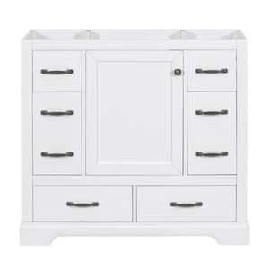 36 in. W x 17.9 in. D x 33 in. H Bath Vanity Cabinet without Top with Six Drawers and Adjustable Shelf in White