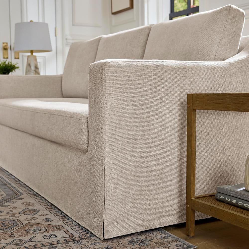 Daphne 91.7 in. Skirted Upholstered Queen Size Sofa Bed in Oatmeal - thumbnail 4