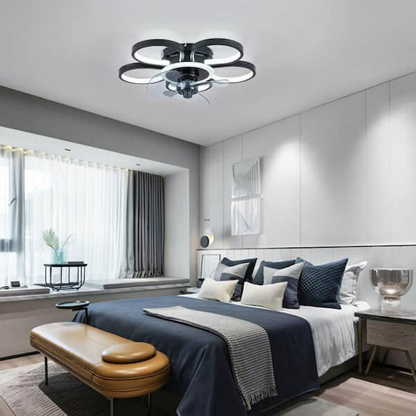 Flower LED Modern Flush Mount Ceiling Fan Lights with Remote