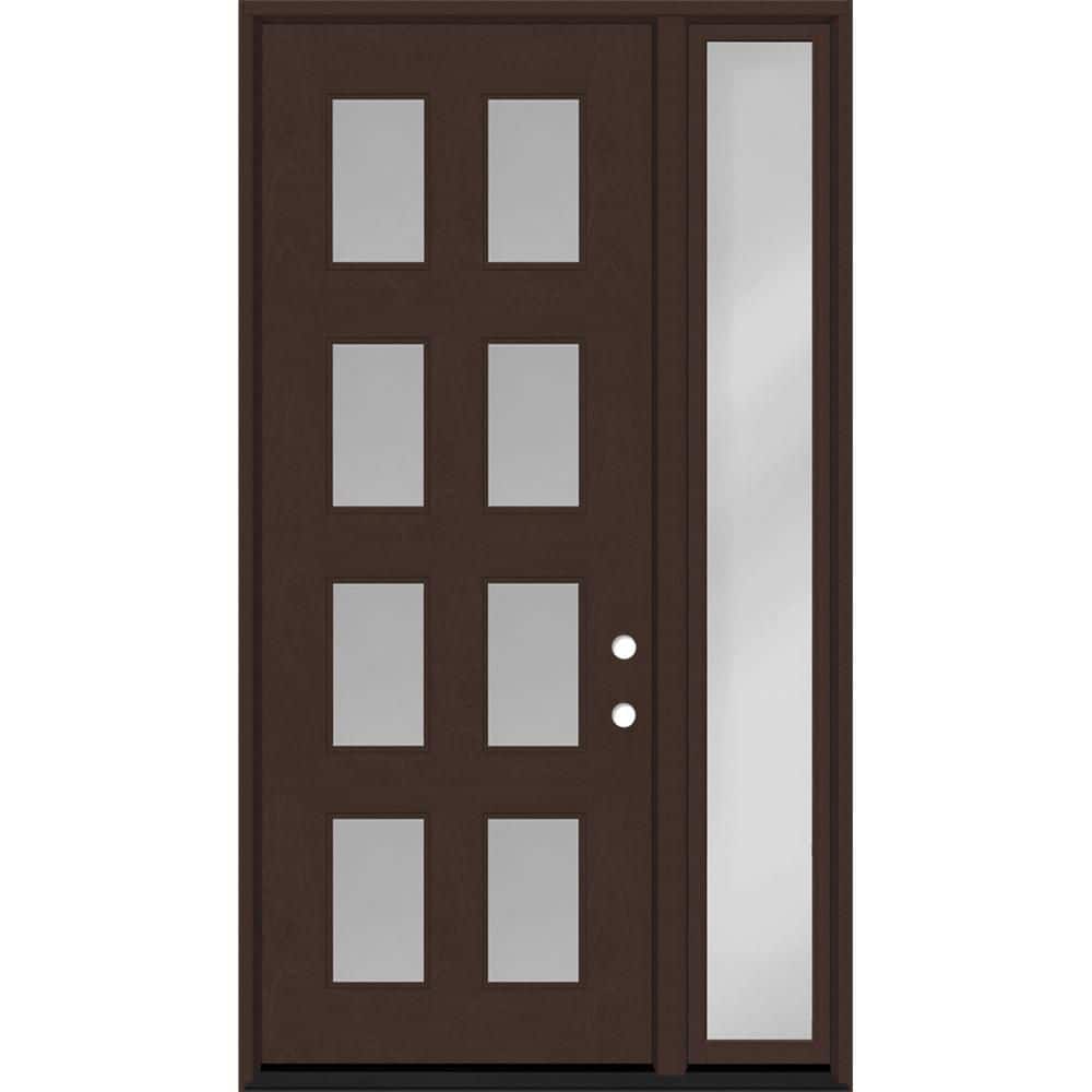 Regency 49 in. x 96 in. 8L Modern Clear Glass RHOS Chestnut Stain Fiberglass Prehung Front Door w/Clear 10 in. SL 6-9/16 price history on PriceWatchPro
