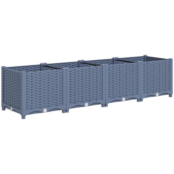 5 x 1 x 1 ft. Raised Garden Bed, Indoor Outdoor Plastic Planter Box with Drainage Holes for Vegetables