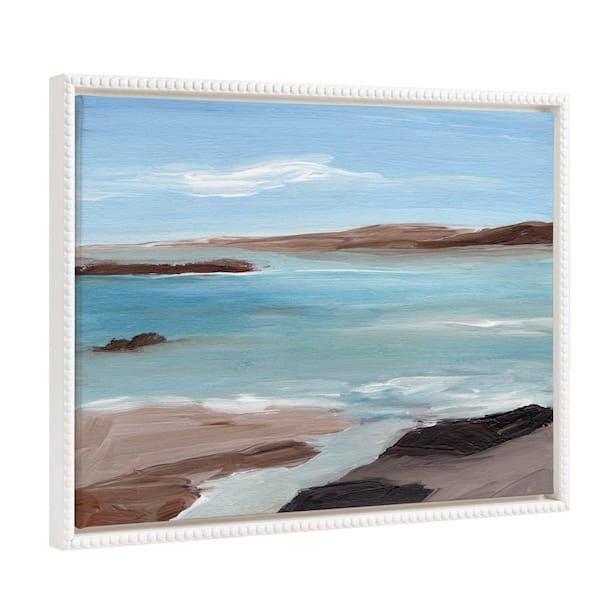 Kate and Laurel Modern Abstract Landscape Seaboard Wall Art 1-Piece White Framed Canvas Art Print, 18 in. x 24 in.