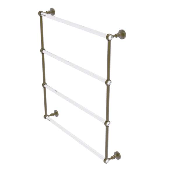 Pacific Grove 30 in. W x 35 in. H x 4.7 in. D Wall Mounted Towel Bar in Antique Brass with Grooved Accents