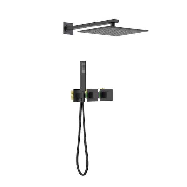 KIBI 1-Handle 1-Spray Shower Faucet 1.8 GPM with Corrosion Resistant Wall Mount in Matte Black