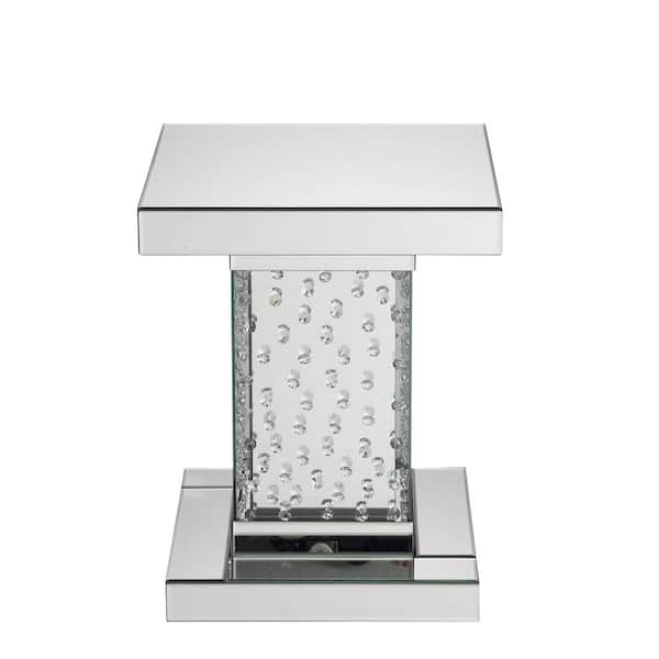 Acme Furniture Nysa Mirrored and Faux Crystals End Table