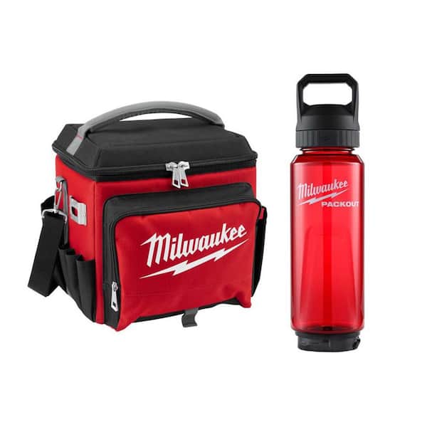 21 qt. Soft Sided Jobsite Lunch Cooler with PACKOUT 48 Oz. Black Plastic Bottle with Chug Lid