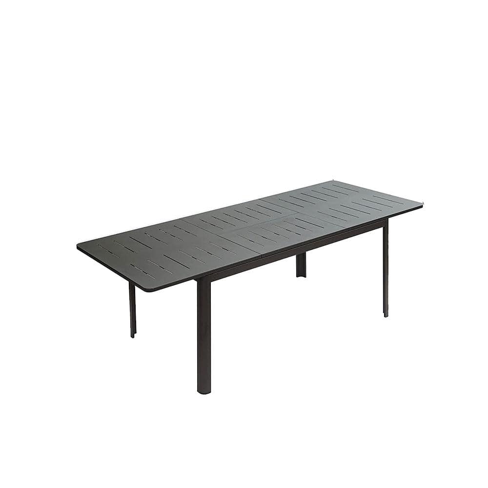 59.45 in. W x 37.4 in. D x 29.53 in. H Black Outdoor Aluminum Dining Table Patio Expandable Table for Garden Lawn Porch -  Zeus & Ruta, HG-982