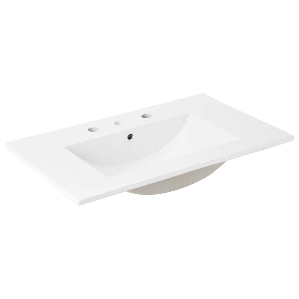 Cayman 30'' White Ceramic Rectangular Bathroom Sink