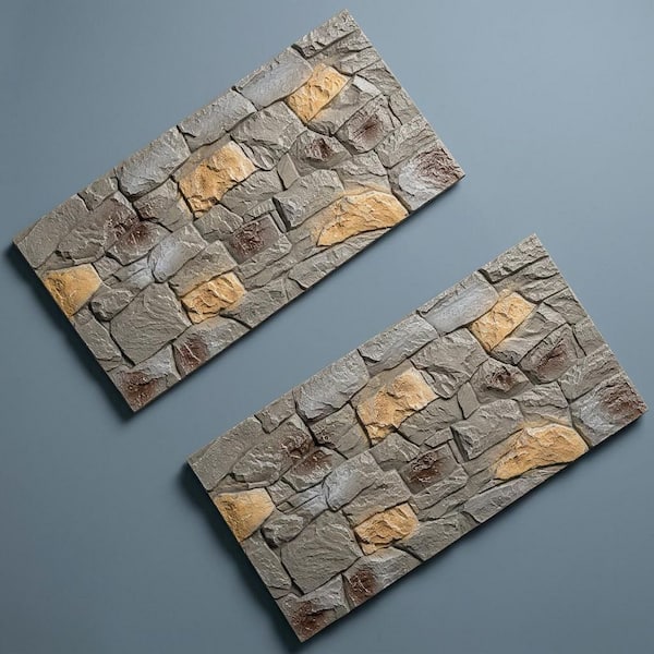 FUFU&GAGA 47.2 in. W x 23.6 in. L Light Grey Faux Stone Siding