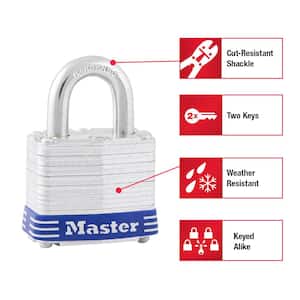 Outdoor Padlock with Key, 1-9/16 in. Wide, 4 Pack
