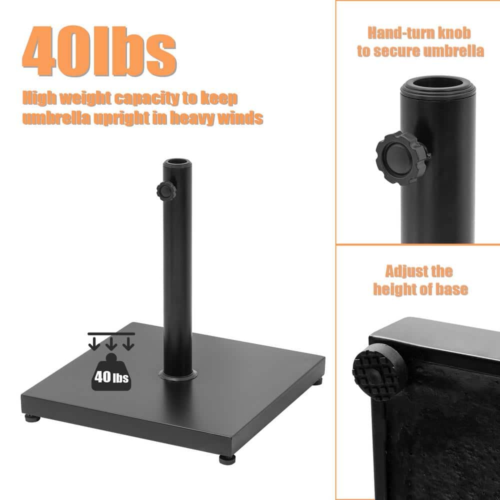 40 lbs Black Concrete and Steel Square Parasol Base