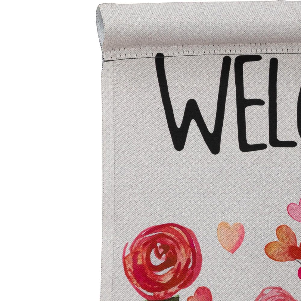 Red and Pink Polyester Valentine's Day Welcome Garden Flag