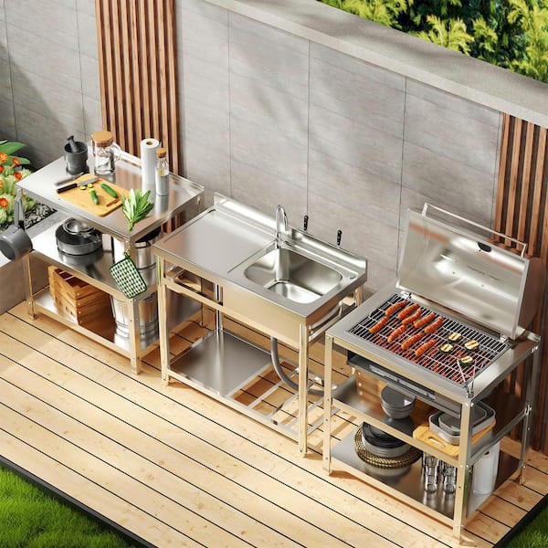 HOMEIBRO 39 Free Standing Commercial Restaurant Kitchen Sink