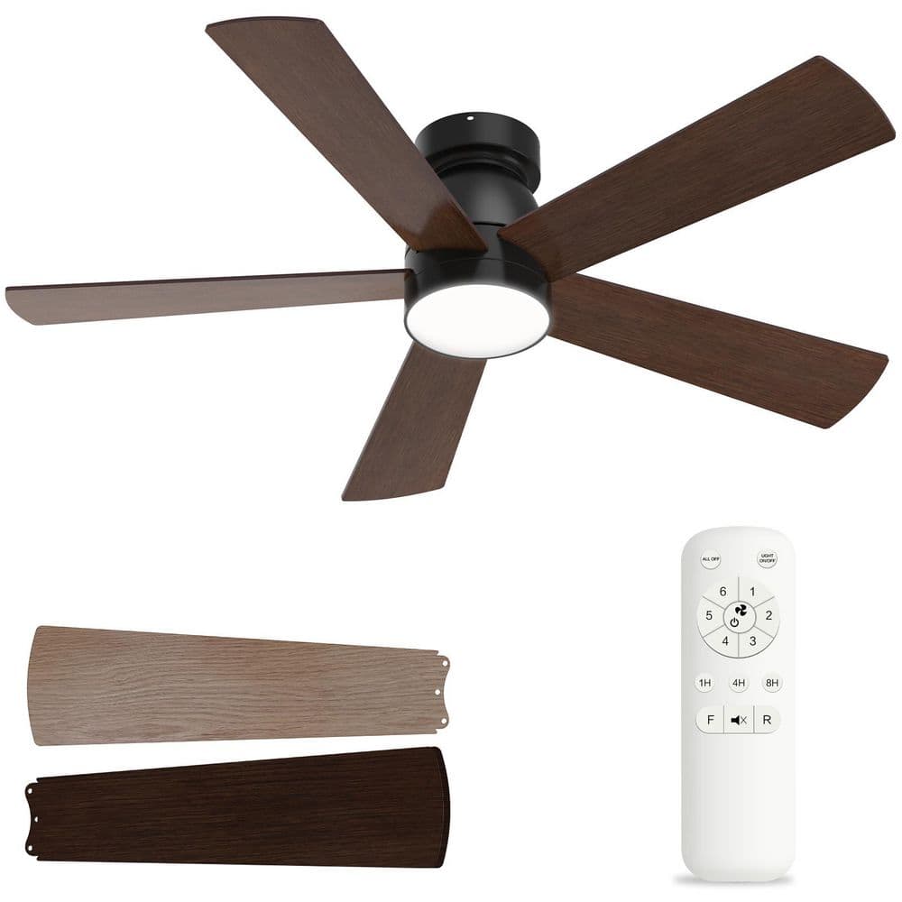 48 in. Indoor Black Standard Black 5-Blades Downrod Ceiling Fan with Light Kit and Remote Control price history on PriceWatchPro
