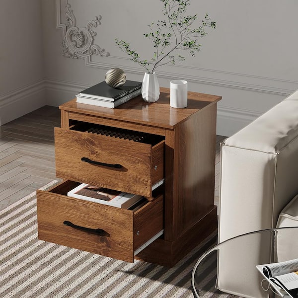 Side Table, Set of 2 End Table, Small Nightstand with Storage 3-Tier-AZ deals