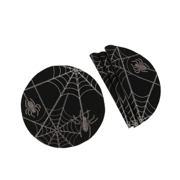 Xia Home Fashions 0.1 in. H x 16 in. W Halloween Spider Web Double Layer  Placemats in Black (Set of 4) XD1880116RndBlack - The Home Depot