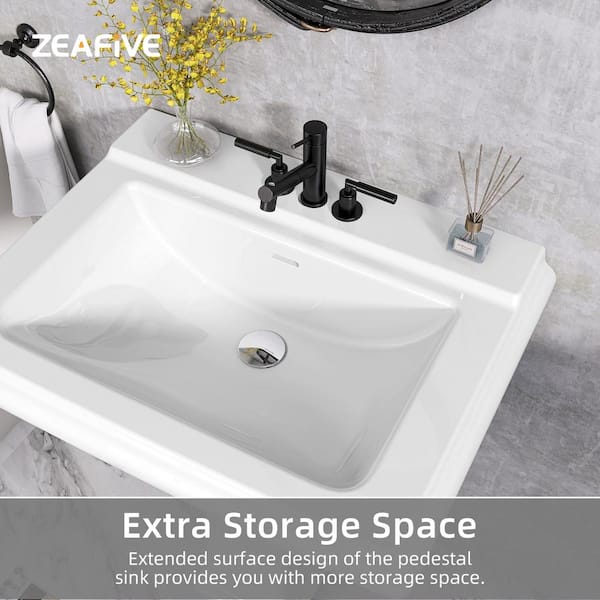 Zeafive 27 in. x 20 in. Vintage White Vitreous China