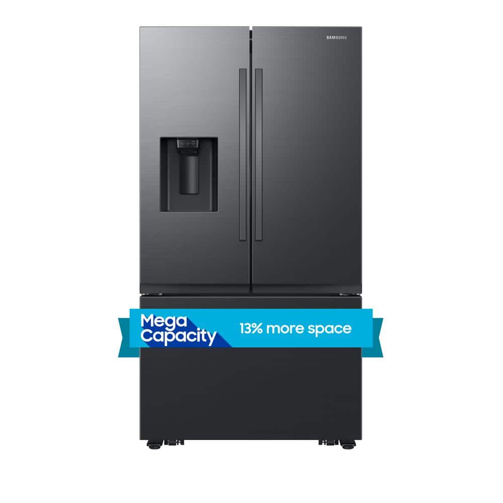 Samsung 31 cu. ft. Mega Capacity 3-Door French Door Refrigerator with Four Types of Ice in Matte Black Steel