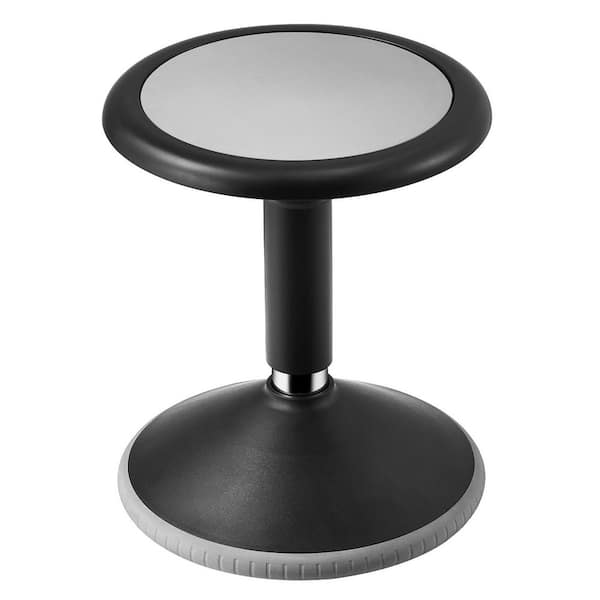 Wobble Chair, Height-Adjustable (15.7-21.7 in. ), 105.8 lbs. Weight Capacity, Metal, Plastic Bench, Glider PVC+ABS Black