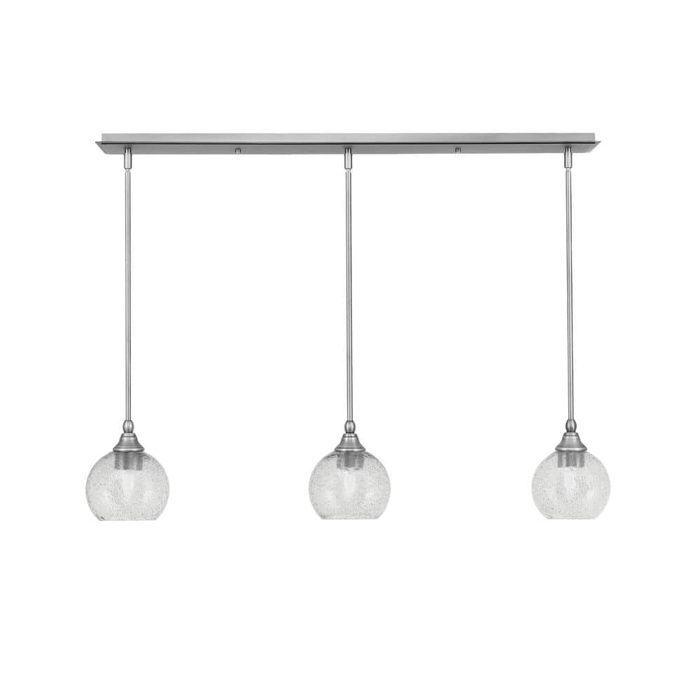 Livingston 100-Watt 3-Light Nickel Shaded Pendant Light with 5.75 in. Smoke