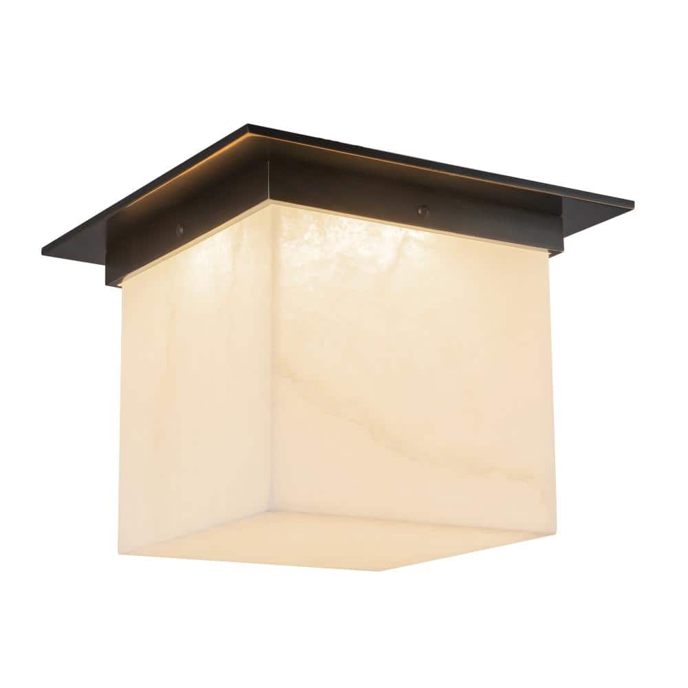 Mineral 11-in (9-in Height) Alabaster Square Flush Mount with Urban Bronze Finish price history on PriceWatchPro