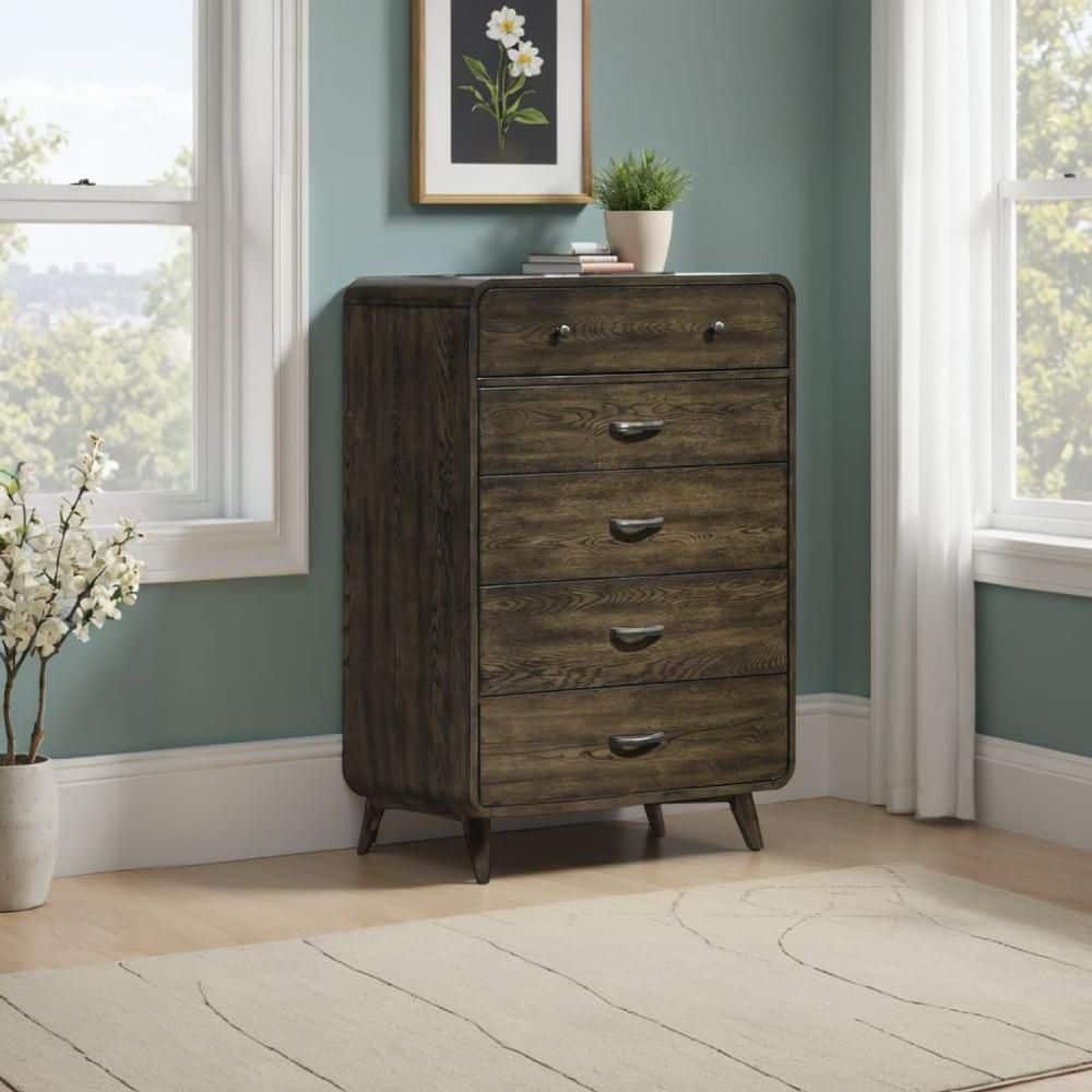 Roxy Brown 5-drawer 35.35 in. Wide Tall Chest of Drawers Dresser without Mirror price history on PriceWatchPro