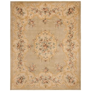 Bergama Light Green/Beige 8 ft. x 10 ft. Border Area Rug