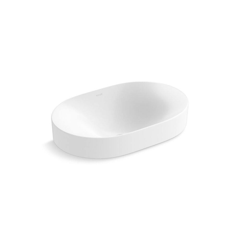 White Ceramic Oval Vessel Bathroom Sink