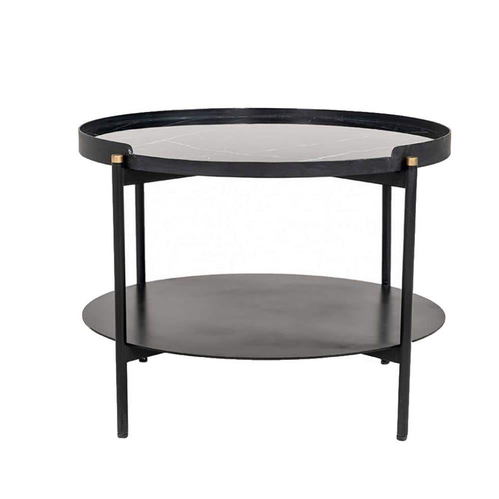 Benjara 24 in. Black Round Metal Top Coffee Table BM223449 The Home Depot