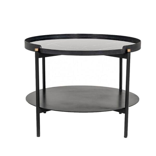 Benjara 24 in. Black Round Metal Top Coffee Table BM223449 - The Home Depot