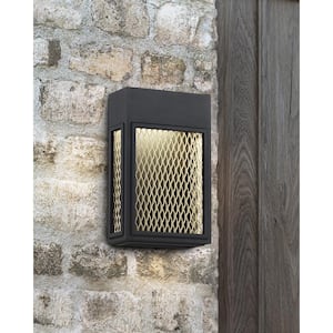 Metro Large 1-Light Black and Gold LED Outdoor Wall Mount Sconce