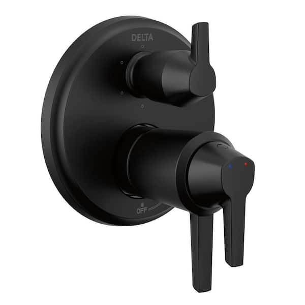 Delta Galeon 2-Handle Wall Mount Diverter Valve Trim Kit with 6-Setting Integrated in Matte Black (Valve not Included)