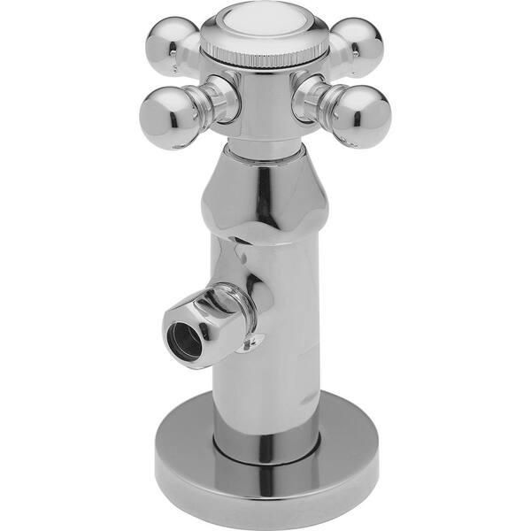 CALIFORNIA FAUCETS Deluxe Angle Stop with Flange and Decorative Handle in Polished Nickel