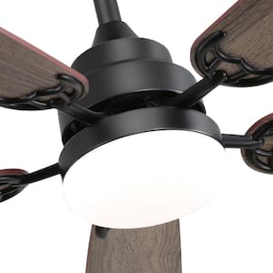 52 in. Integrated LED Indoor/Outdoor Matte Black Ceiling Fan with Light Kit and Remote Control