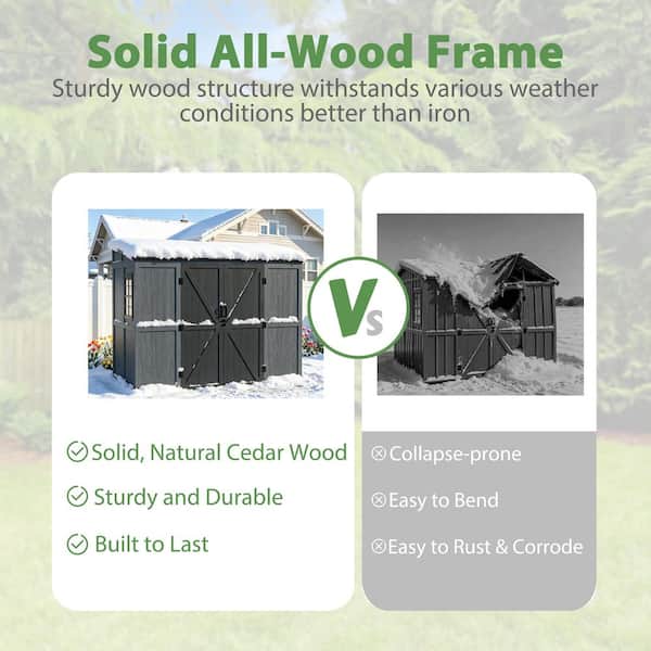 8 ft. W x 4 ft. D Wood Storage Shed with Galvanized Steel Roof and Window, Multi-Functional Organizer (32 sq. ft.)
