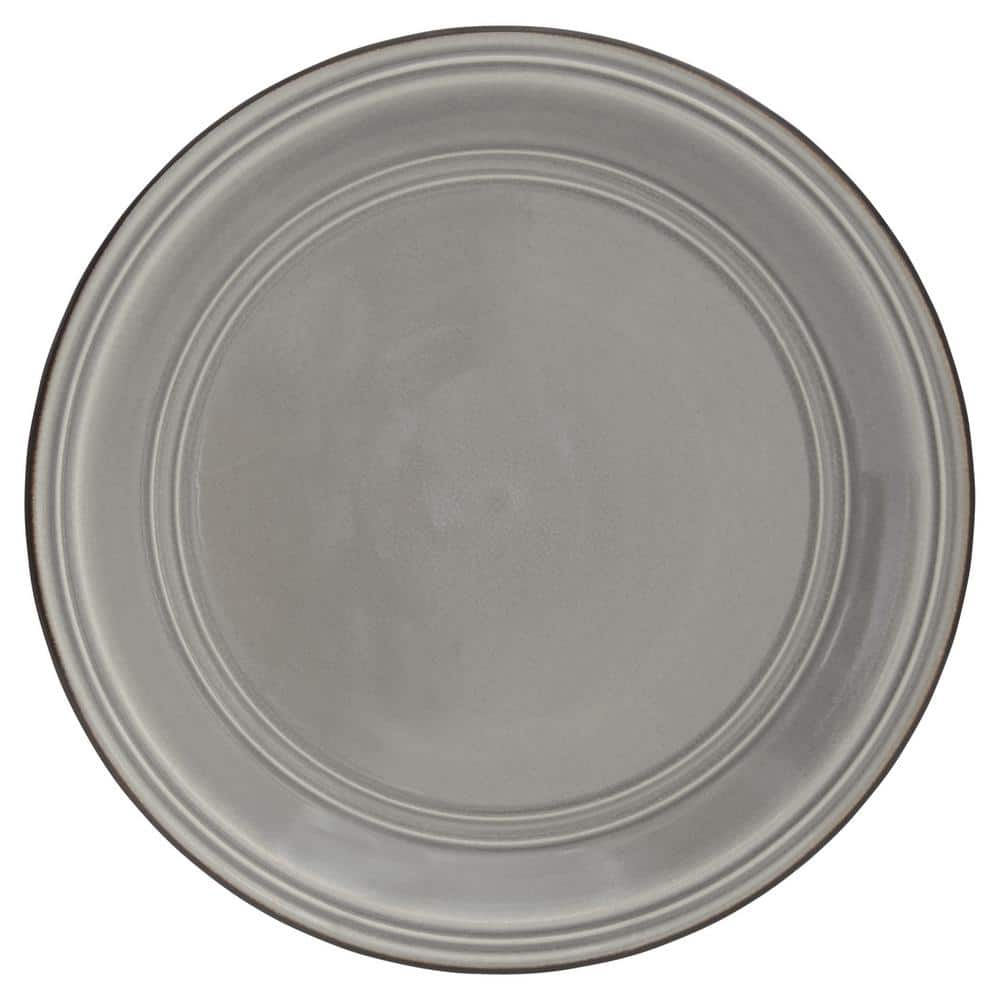 Grey Ceramic Ribbed Dinnerware Set, Service for 4