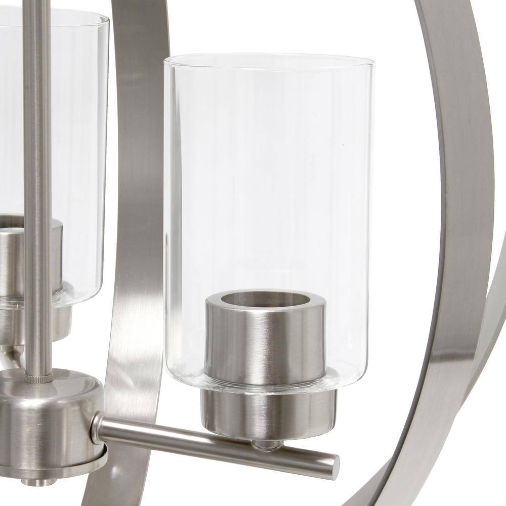 Modern 18" Brushed Nickel Globe Pendant with Clear Glass Shades