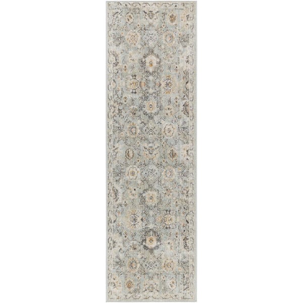Nourison Oushak Home Mint 2 ft. x 6 ft. Floral Traditional Runner Area Rug