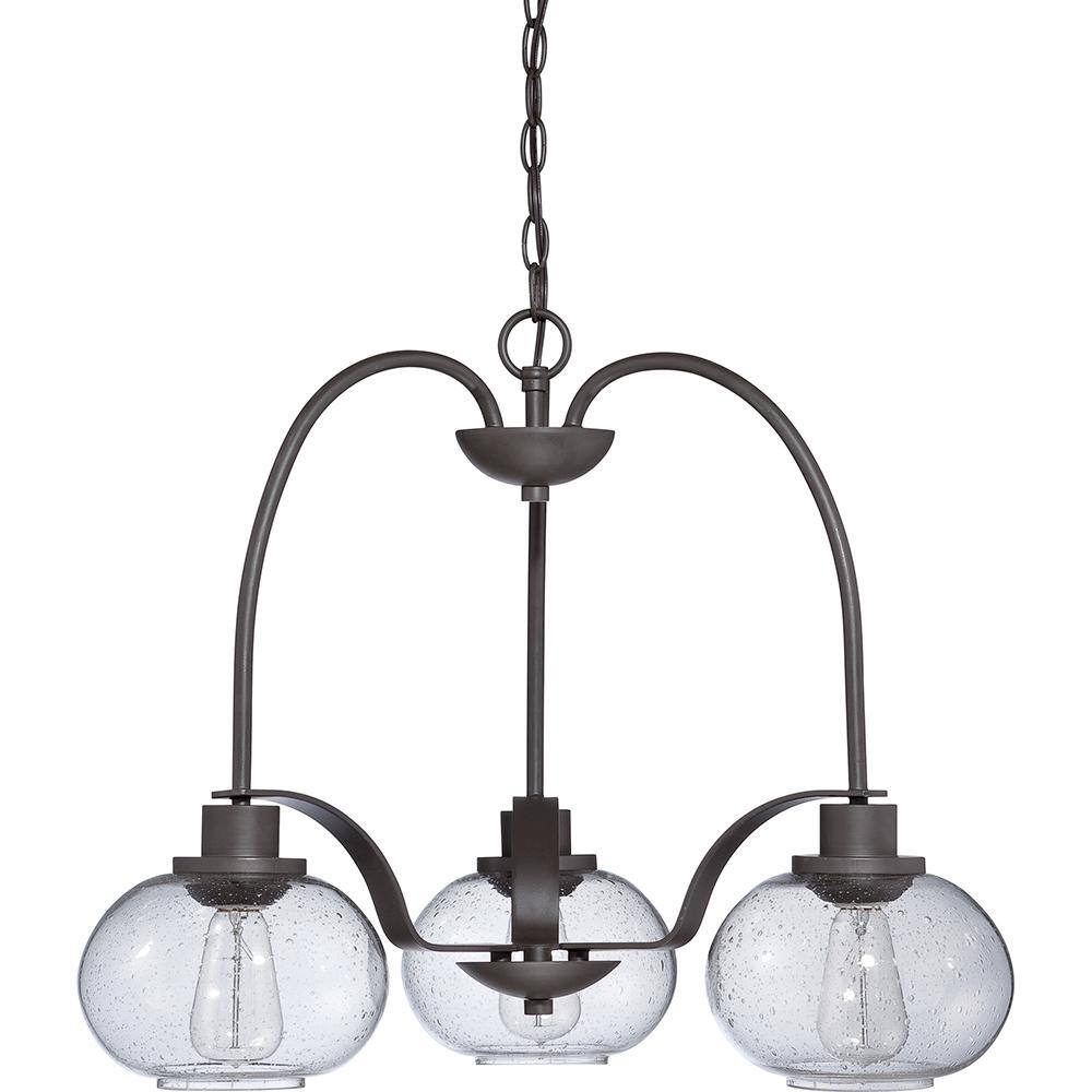 Old Bronze Mini Chandelier with Clear Seedy Glass Shades