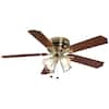 Hampton Bay Carriage House 52 in. Indoor LED Polished Brass Ceiling Fan ...