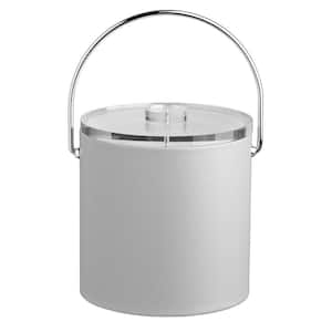 Contempo 3 Qt. White Ice Bucket with Bale Handle and Thick Lucite Lid