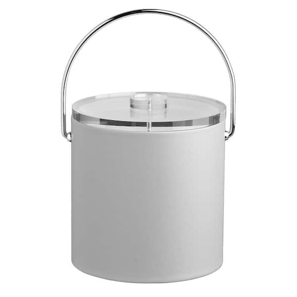 Kraftware Contempo 3 Qt. White Ice Bucket with Bale Handle and Thick Lucite Lid