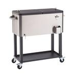 80 Qt./20 Gal. Stainless Steel Standing Wheeled Cooler with Shelf