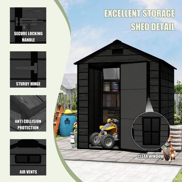 Cesicia 6 ft. W x 6 ft. D Black Resin Storage Shed with Window and