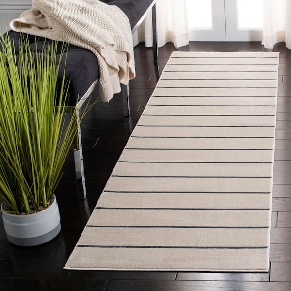 Orwell 2 ft. x 7 ft. Ivory/Navy Abstract Striped Runner Rug