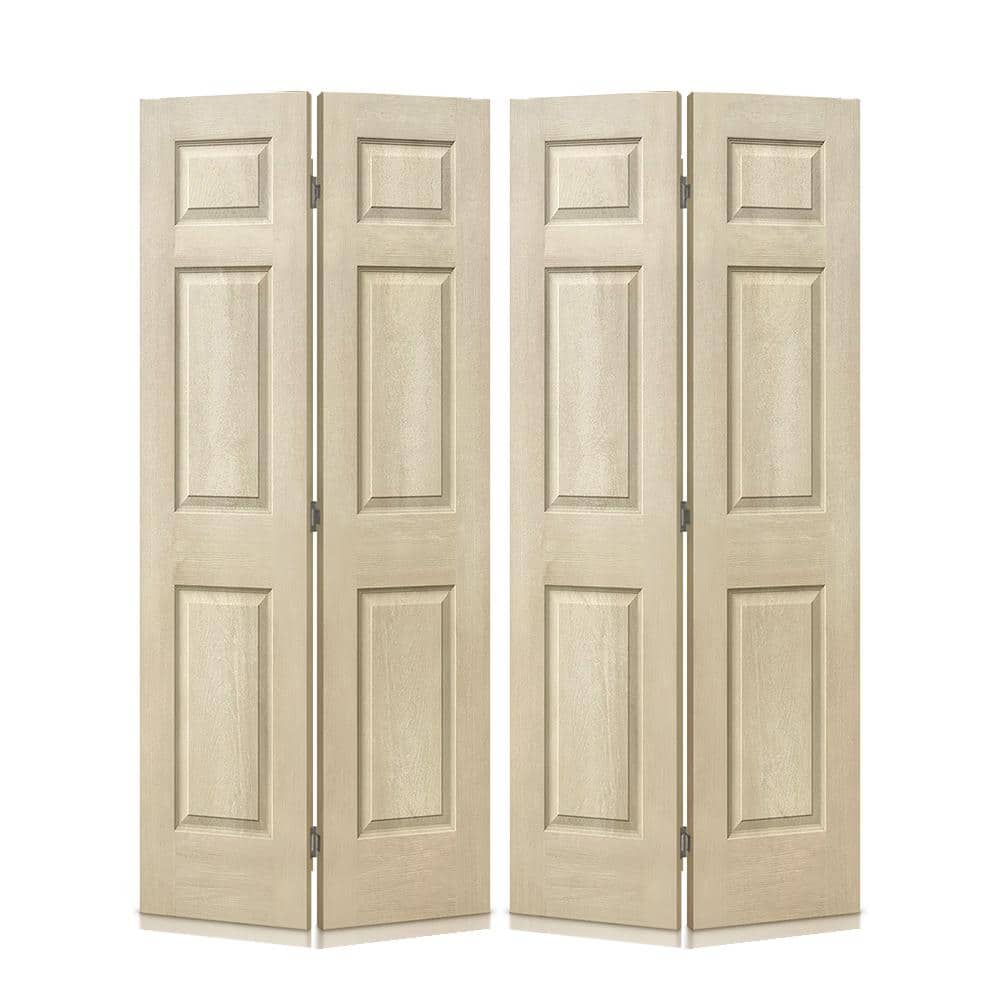 48 in. x 80 in. Vintage Cream Stain 6 Panel MDF Composite Bi-Fold Double Closet Door with Hardware Kit price history on PriceWatchPro