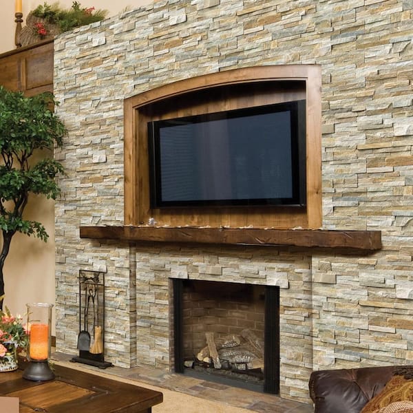 Golden Honey Ledger Panel 6 in. x 24 in. Splitface Quartzite Wall Tile (6 sq. ft./case)