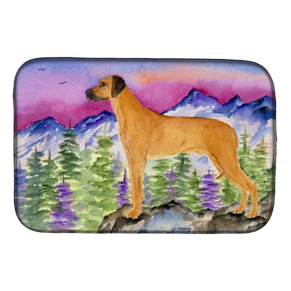 Caroline's Treasures 14 in. x 21 in. Multicolor Rhodesian Ridgeback  Poinsettias Dish Drying Mat CK1324DDM - The Home Depot