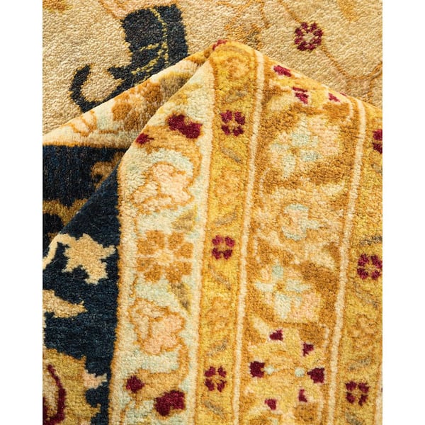 Mogul Ivory 12 ft. x 18 ft. Oriental Wool Indoor Area Rug
