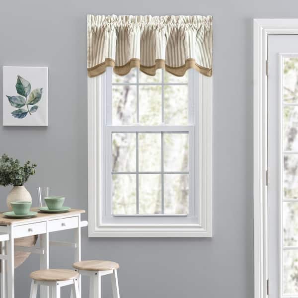 Plaza Stripe 15 in L. Polyester/Cotton Bradford Valance in Tan